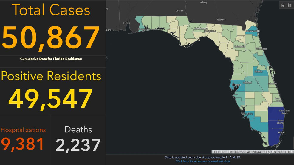 Florida adds 740 confirmed cases of COVID19 WEAR