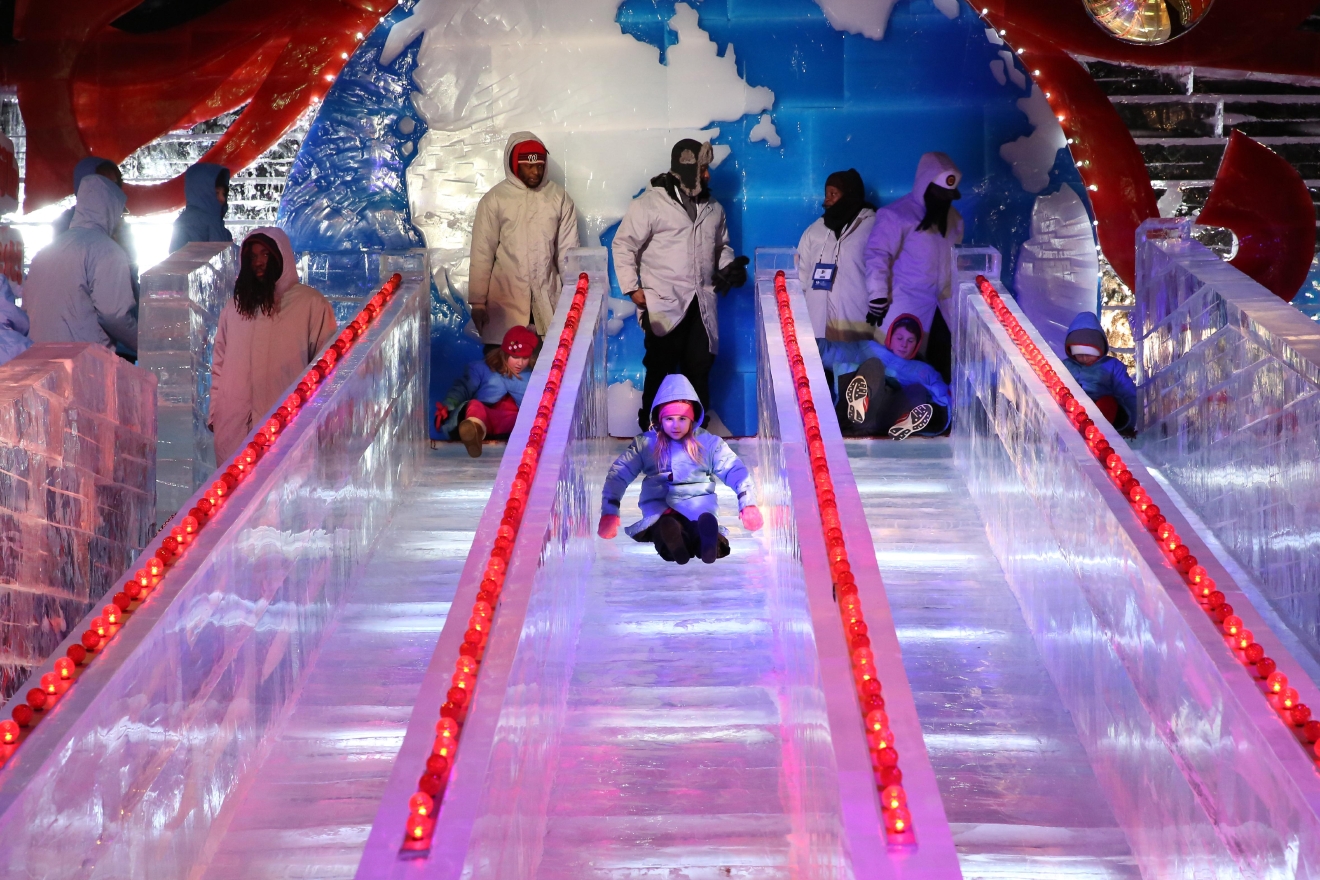 More than 2 million pounds of ice were used in the Christmas Village at