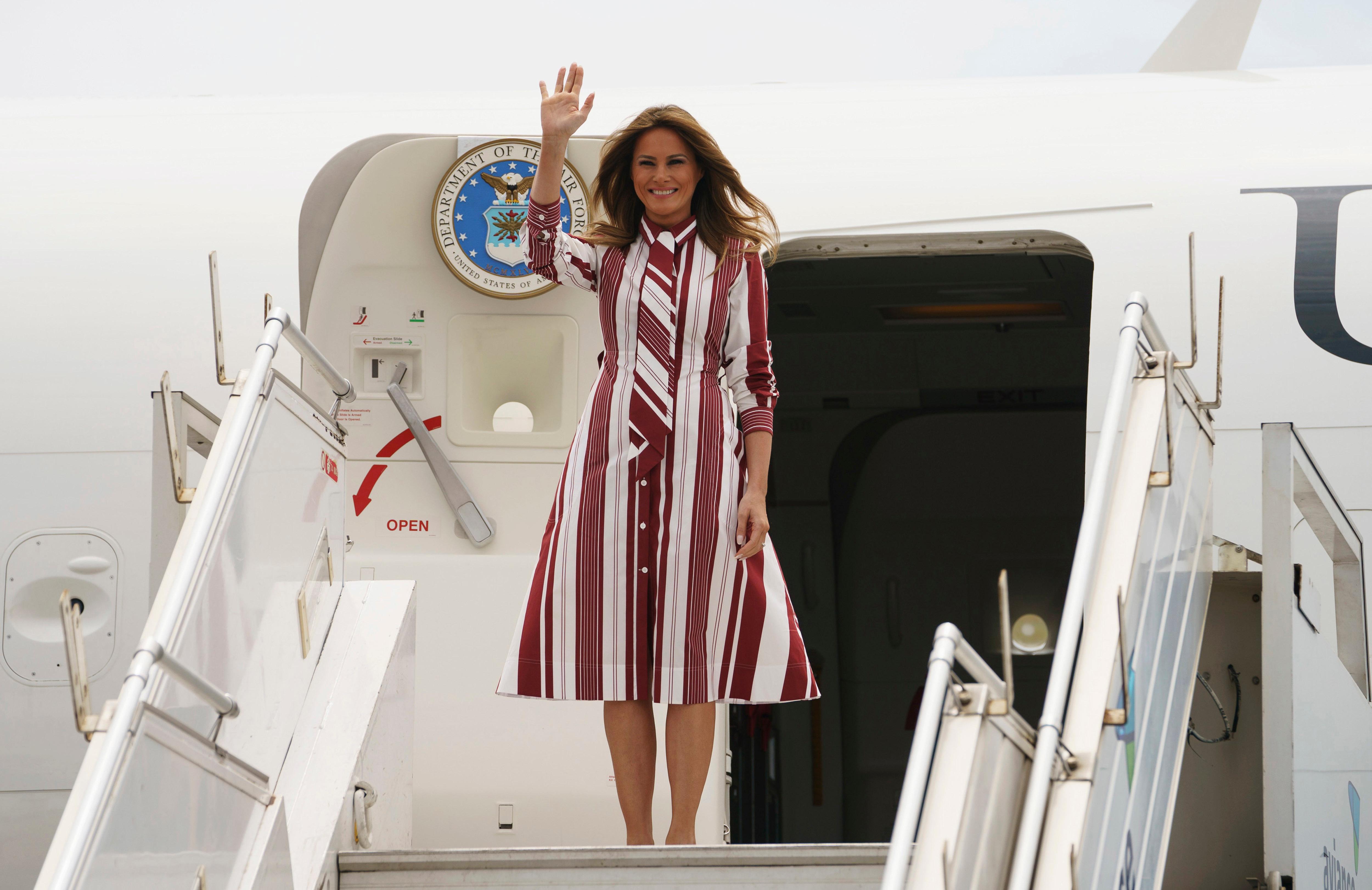 first lady melania trump arrives at kotoka international airport